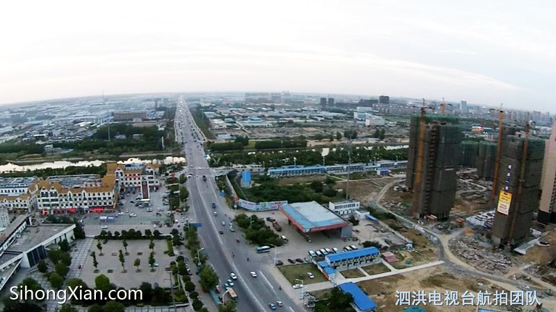 空中看泗洪系列圖片 城西轉盤雕塑 【泗洪電視臺航拍團隊】