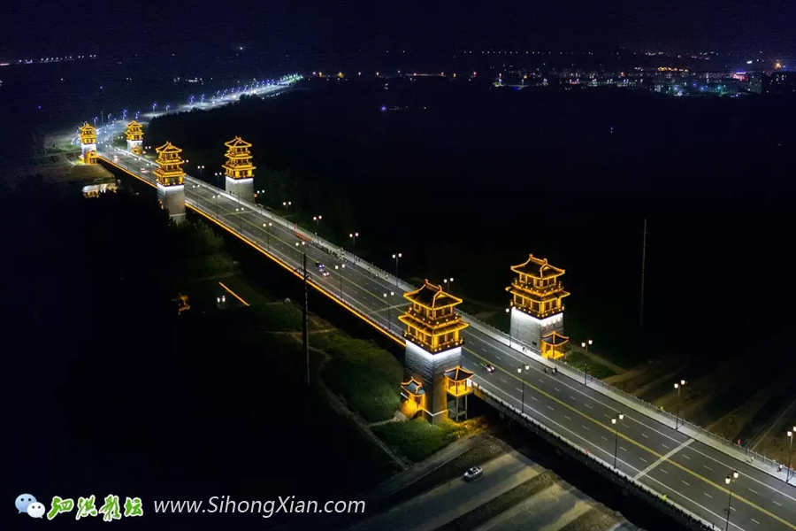泗洪古徐大橋夜色風情 泗洪古徐城圖片
