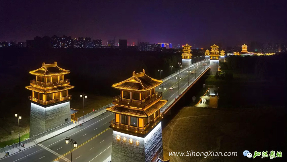 泗洪古徐大橋夜色風情 泗洪古徐城圖片