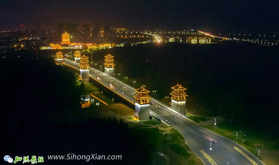 泗洪古徐大橋夜色風情 泗洪古徐城圖片
